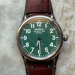 Men’s 47mm Shinola watch with matching stitched band